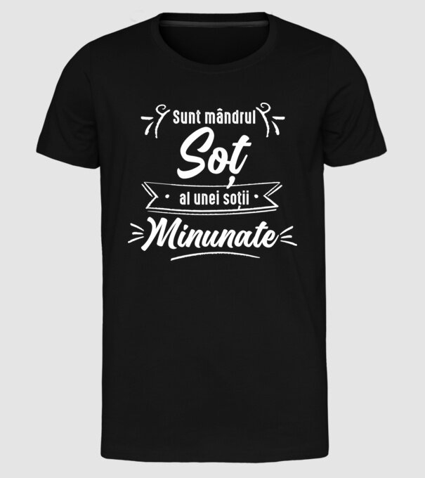 Sunt mândrul soț al unei soții minunate model negru pe tricou