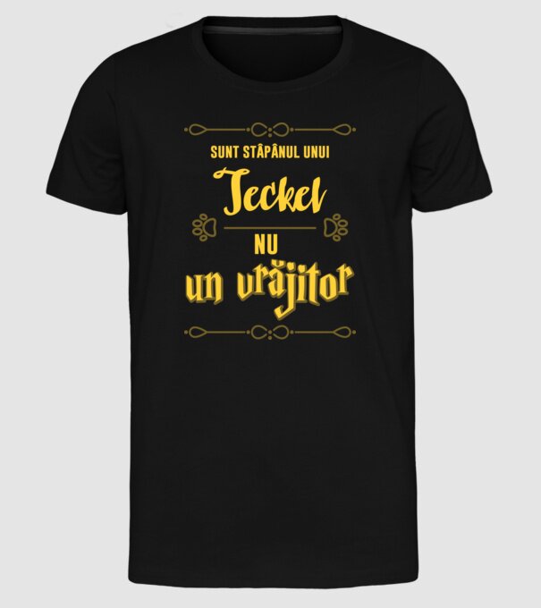 sunt stăpânul unui teckel, nu un vrăjitor model negru pe tricou