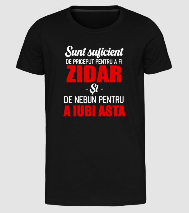 Sunt suficient de priceput pentru a fi ZIDAR și suficient de nebun pentru a iubi asta model negru pe tricou