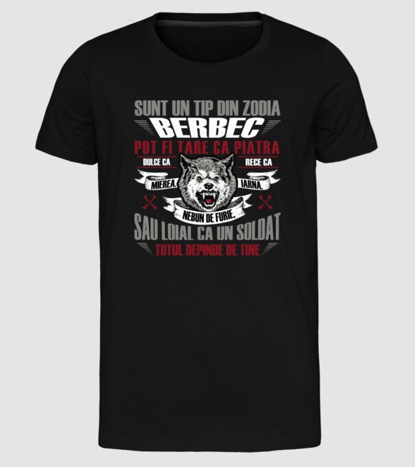Sunt un tip din zodia Berbec model negru pe tricou