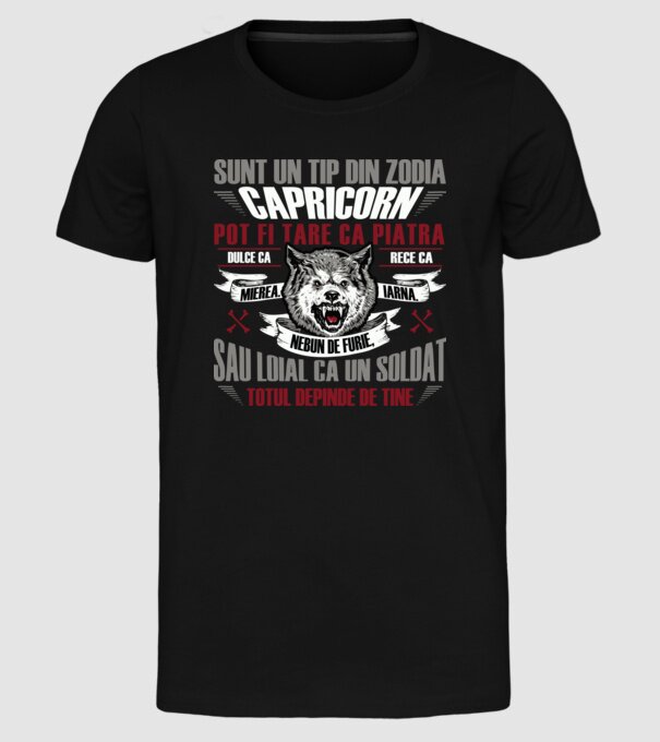 Sunt un tip din zodia Capricorn model negru pe tricou