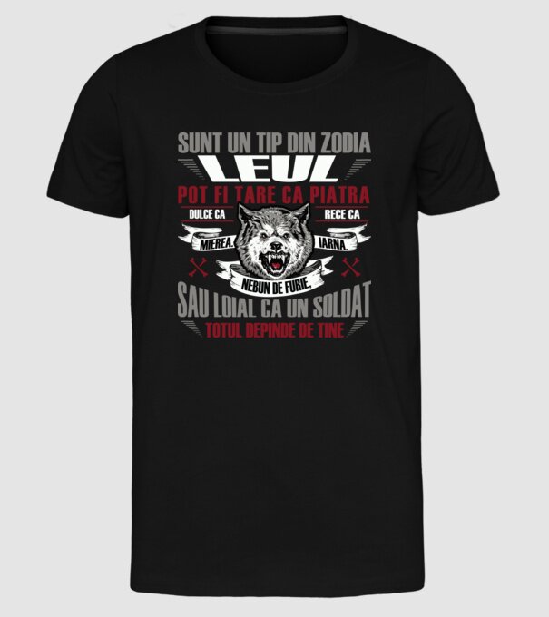 Sunt un tip din zodia Leul model negru pe tricou