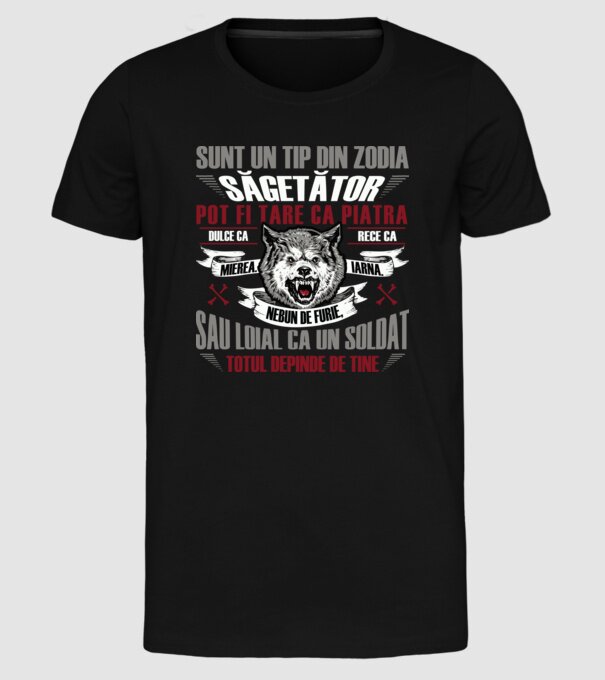 Sunt un tip din zodia Săgetător model negru pe tricou