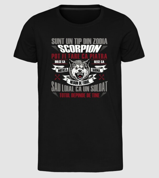 Sunt un tip din zodia Scorpion model negru pe tricou