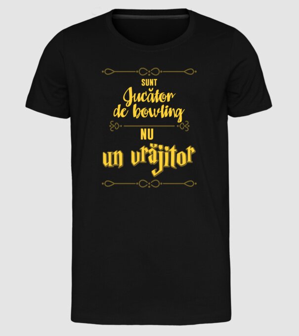 Sunt jucător de bowling, nu un magician model negru pe tricou