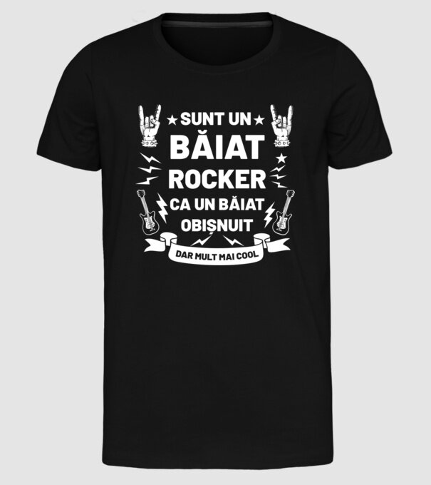 Sunt un băiat rocker, ca un băiat obișnuit, dar mult mai cool model negru pe tricou