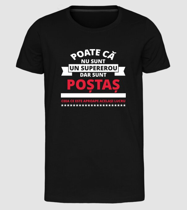Supererou poştaş model negru pe tricou