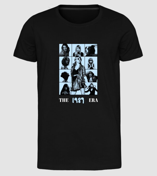 Taylor Swift ERAS blue model negru pe tricou
