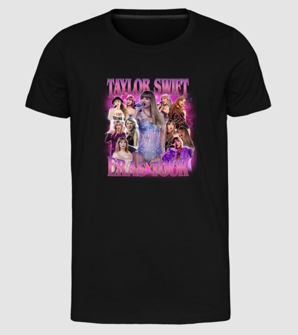 Taylor Swift ERAS bootleg 01 model negru pe tricou