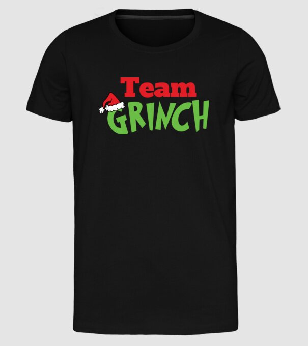 Team Grinch model negru pe tricou