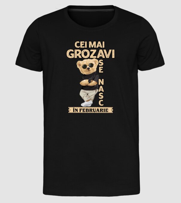 Teddy cel cool februarie model negru pe tricou