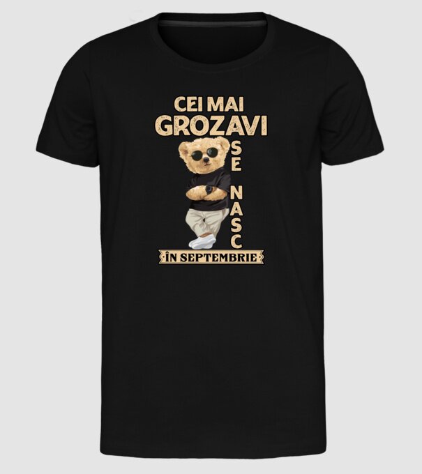 Teddy cel cool Septembrie model negru pe tricou