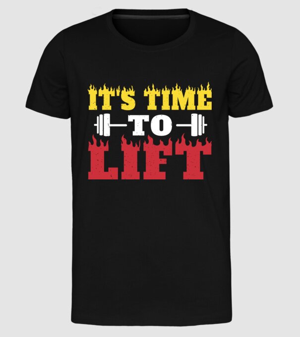 Time to lift model negru pe tricou
