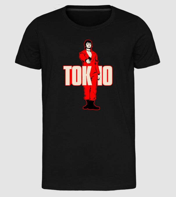 tokyo la casa de papel model negru pe tricou