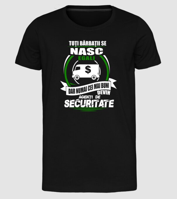 Toți bărbații se nasc egali agenți de securitate model negru pe tricou