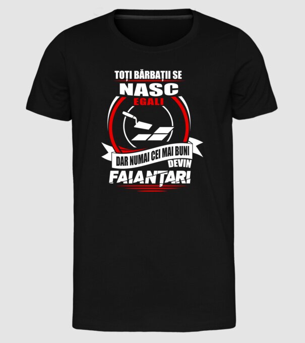Toți bărbații se nasc egali faianțari model negru pe tricou