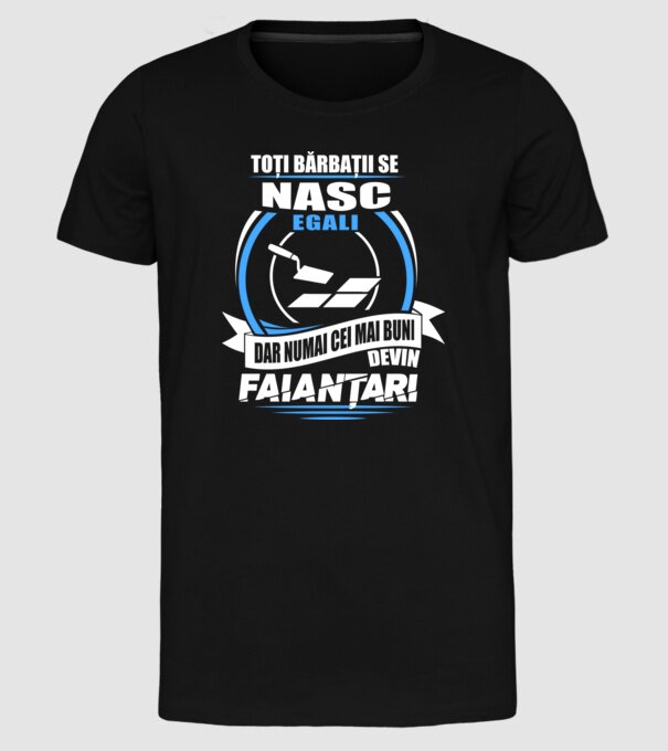 Toți bărbații se nasc egali faianțari model negru pe tricou