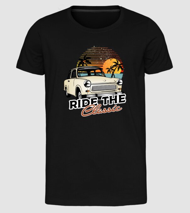 Trabant Ride The Classic model negru pe tricou