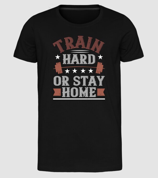 Train Hard model negru pe tricou