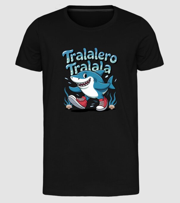 Tralalero Tralala drăguț model negru pe tricou