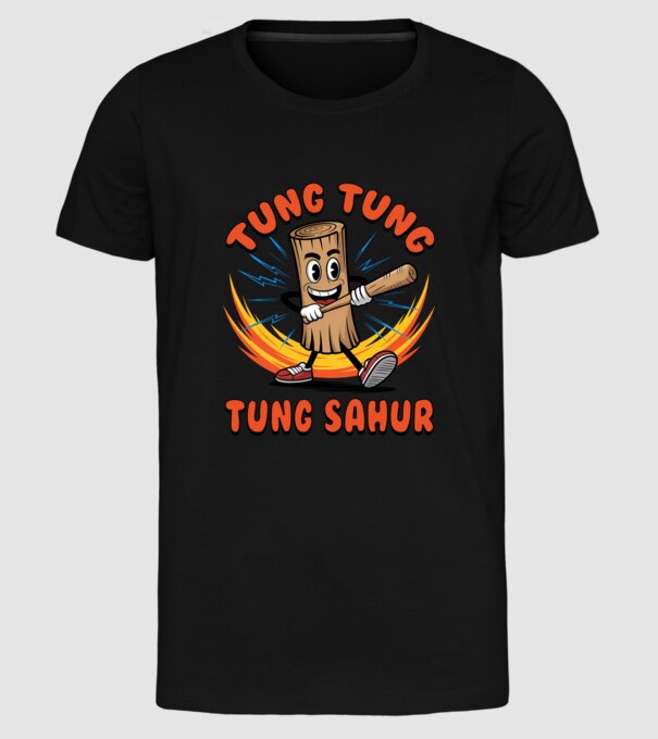 Tung Tung Tung Sahur drăguț model negru pe tricou