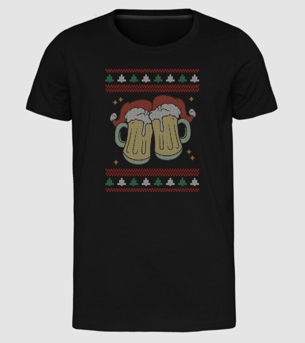 ugly sweater beers model negru pe tricou