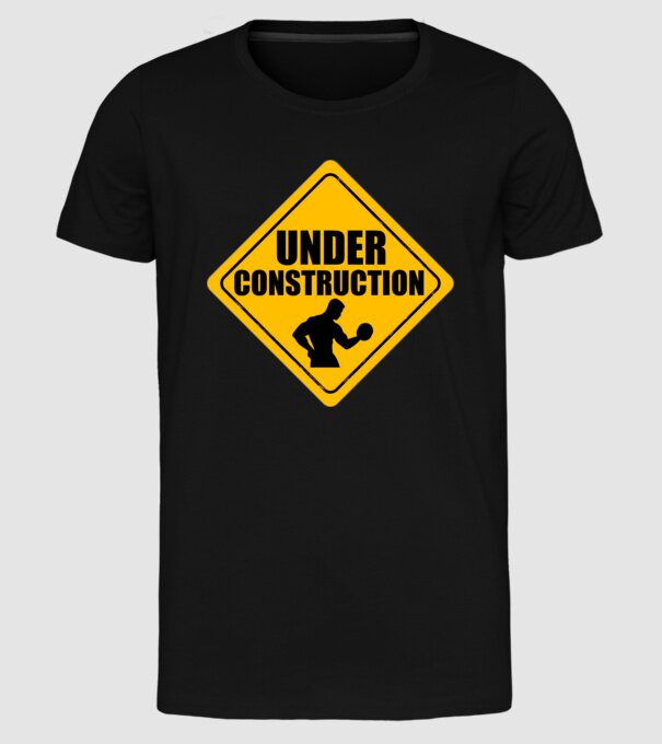 Under Construction model negru pe tricou