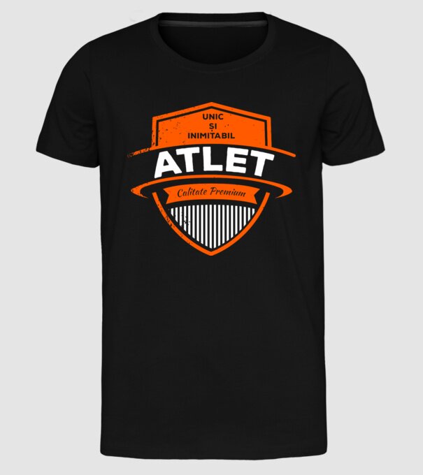 unic și inimitabil calitate premium_ATLET model negru pe tricou
