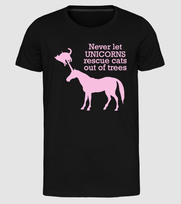 unicorn cat model negru pe tricou