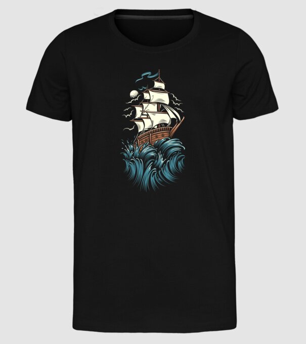 Vapoare model negru pe tricou