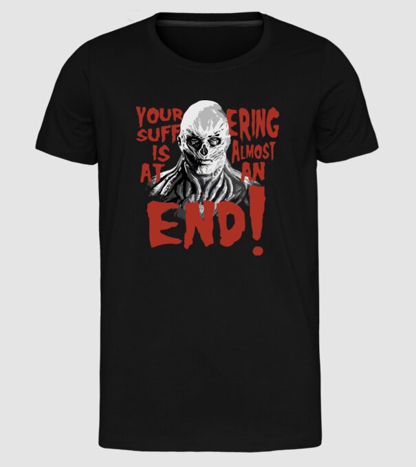 vecna your suffering is almost at an end model negru pe tricou