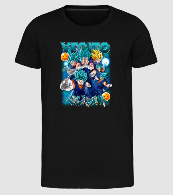 vegito dragonball model negru pe tricou