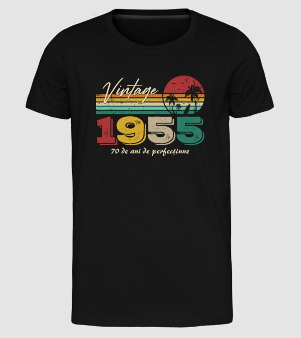 VINTAGE 1955 model negru pe tricou