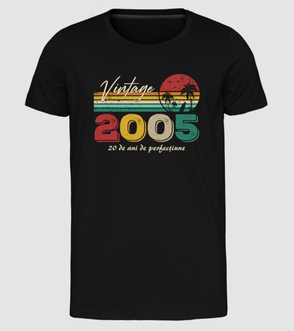 VINTAGE 2005 model negru pe tricou