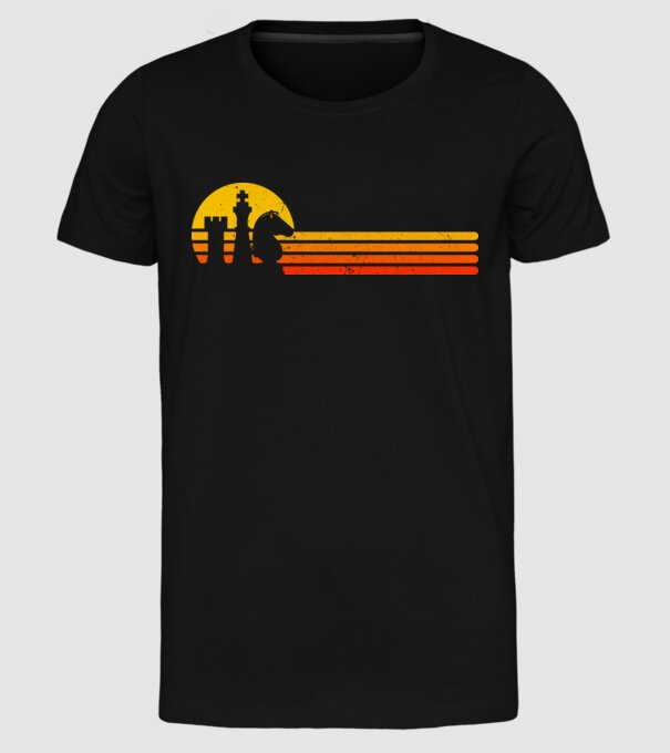 Vintage chesss sunset model negru pe tricou