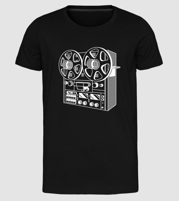 Vintage Reel to Reel Recorder model negru pe tricou