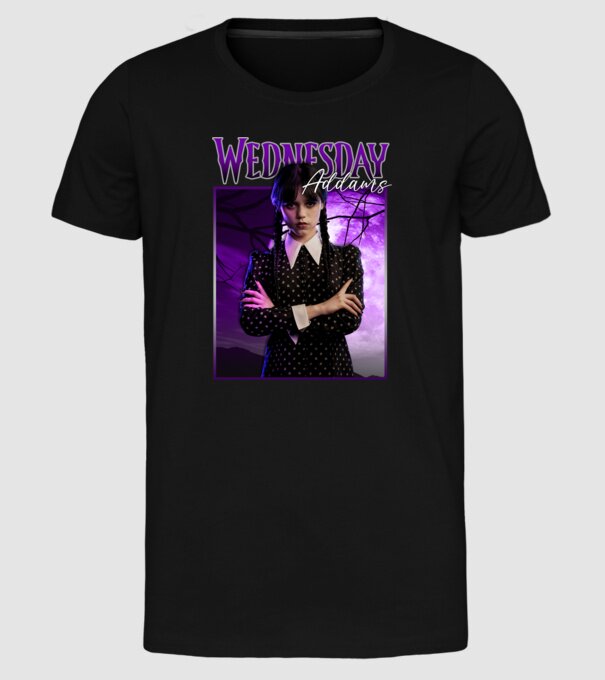 Wednesday Addams model negru pe tricou