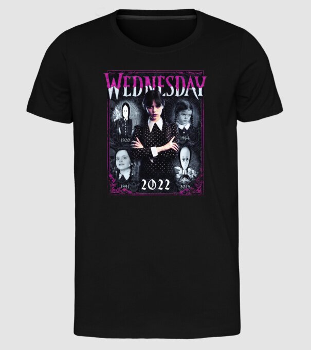WEDNESDAY ADDAMS multi all time model negru pe tricou