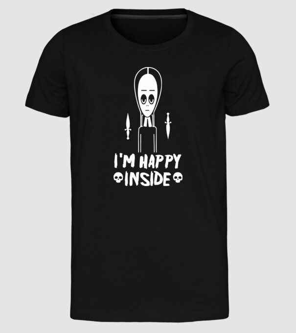 WEDNESDAY Happy inside model negru pe tricou