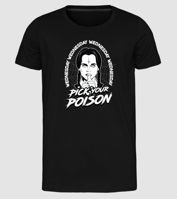 WEDNESDAY Pick your poison model negru pe tricou