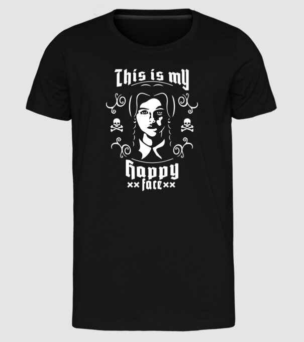 WEDNESDAY This is my happy face model negru pe tricou