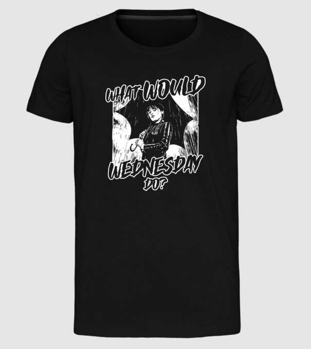 What would Wednesday do model negru pe tricou