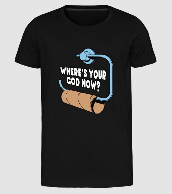 Where's your god now model negru pe tricou