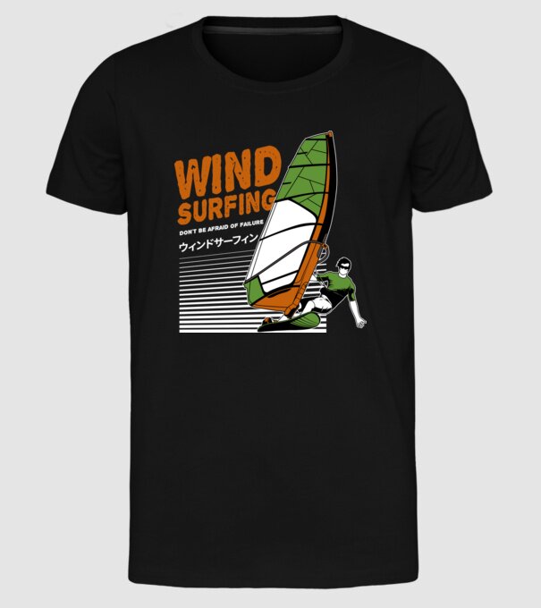 Wind Surf model negru pe tricou