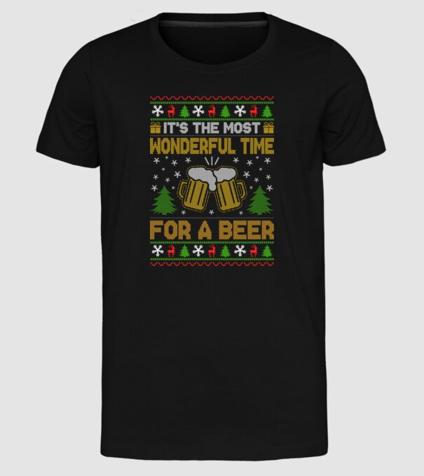 Wonderful time for a beer model negru pe tricou