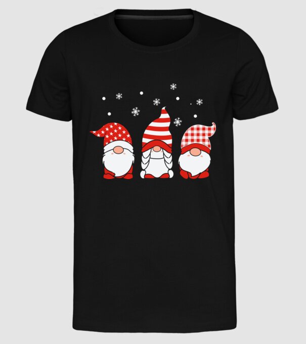 Xmas gnomes model negru pe tricou