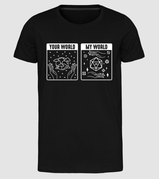 Your World My World model negru pe tricou