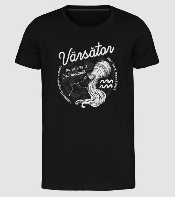 Zodiac femeie VĂRSĂTOR retro model negru pe tricou
