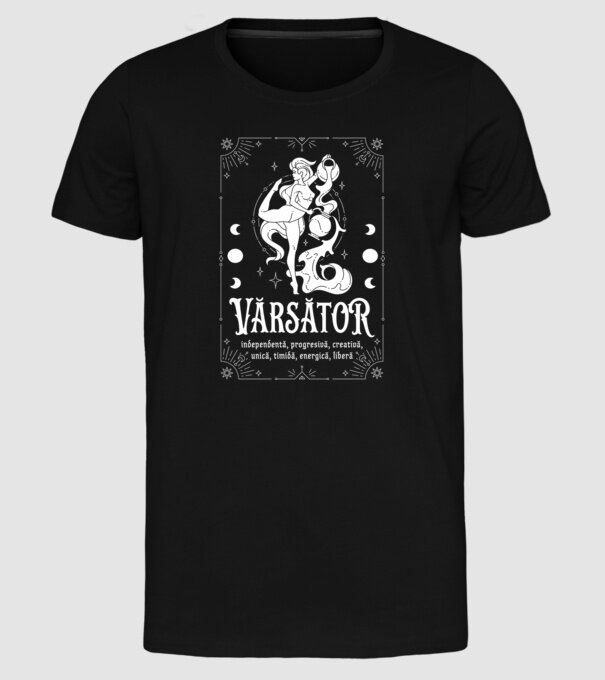 Zodiac femeie VĂRSĂTOR white model negru pe tricou