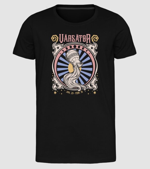 Zodiac Vintage VĂRSĂTOR model negru pe tricou
